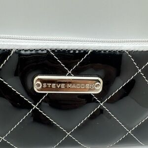 Steve Madden Black and White Quilted Cosmetic Bag